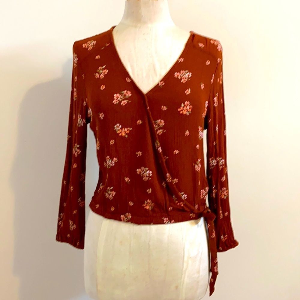 Floral Boho Peasant Blouse M